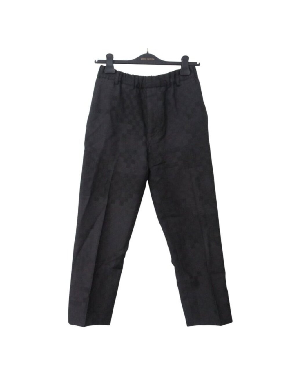 Louis Vuitton Pants Damier Graphite Pattern Drawstring Easy Elastic Waist Black